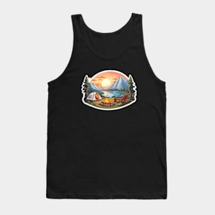 Camping Vintage Sunset Tent Retro Adventure Tank Top